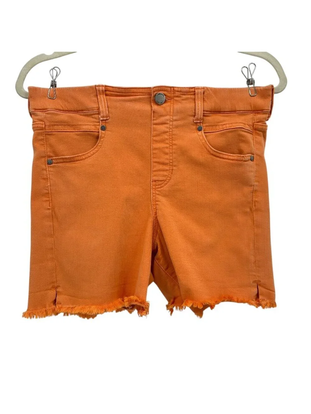 Liverpool Los Angeles Womens 6 Shorts The Short Pull On Denim Raw Hem Orange